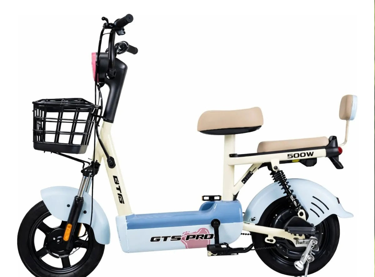 Bicicleta Elétrica Gts 500w Não Precisa De Cnh Branco/azul Branco/azul