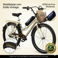 Bicicleta Elétrica Retrô Lithium 350W Creme