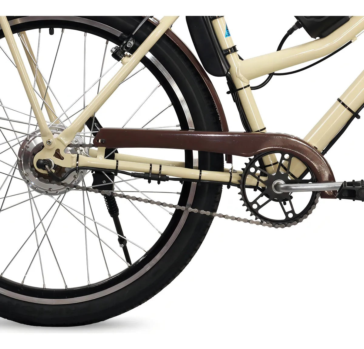 Bicicleta Elétrica Retrô Lithium 350W Creme