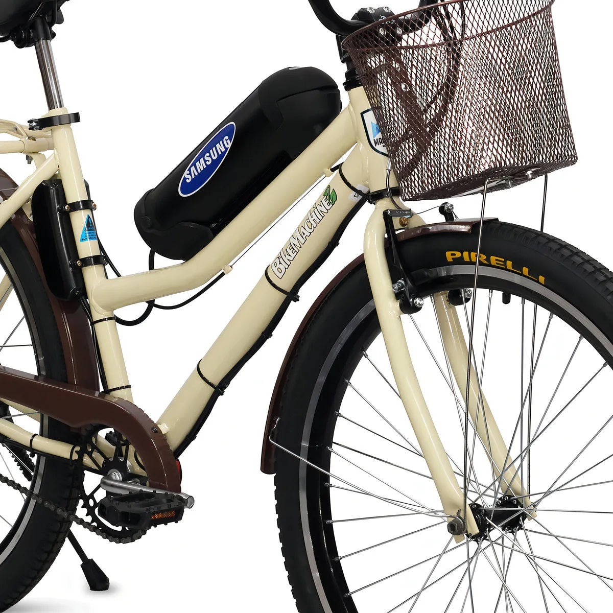 Bicicleta Elétrica Retrô Lithium 350W Creme