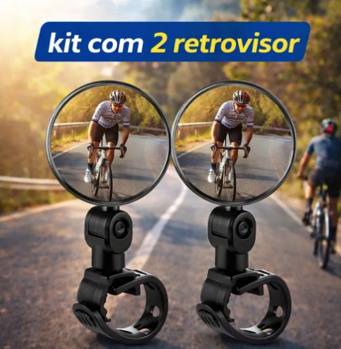 Kit 2 Retrovisor Espelho Para Bicicleta Ampla Visão Preto
