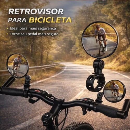 Kit 2 Retrovisor Espelho Para Bicicleta Ampla Visão Preto