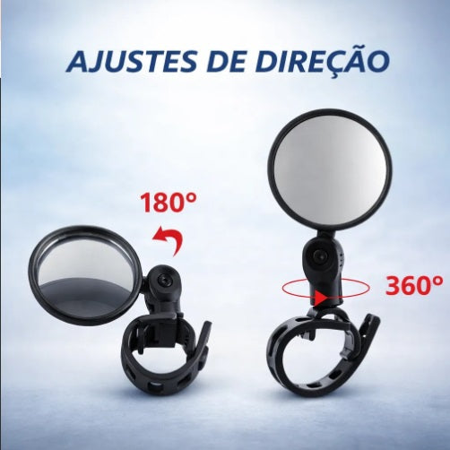 Kit 2 Retrovisor Espelho Para Bicicleta Ampla Visão Preto