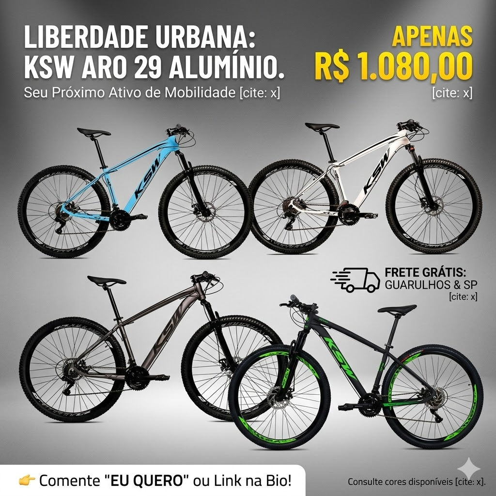 Bicicleta Alumínio Aro 29 Ksw 24v Freio Disco Xlt Cor Branco , preto e ver , azul ou cinza  Tamanho Do Quadro 19